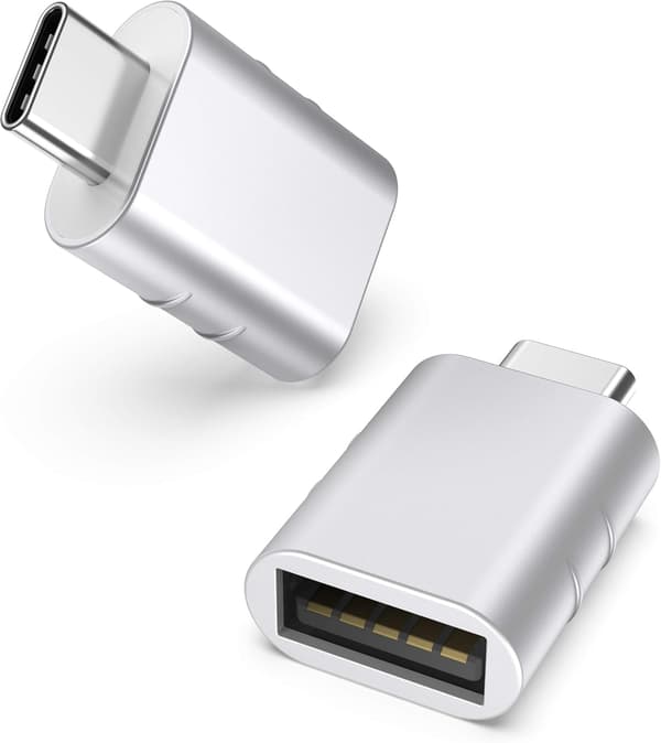 USB C - USB-sovitin, 2 kpl, USB C uros - USB3 naaras, yhteensopiva MacBook Pro/Air 2021 iMac iPad Mini 6/Pro, Thunderbolt 3/4 -sovittimen kanssa