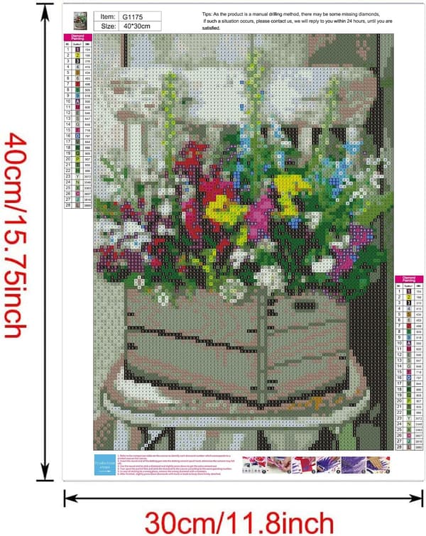 (30 × 40 cm, Blomma J) DIY-timanttimaalaus, Kukat 5d Timantti P