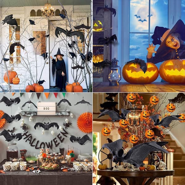 Halloween-fladdermöss, Halloween-dekoration fladdermöss 8 st, 3D Halloween Han