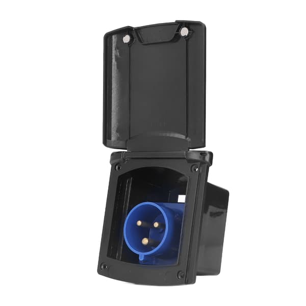32A 220V-250V RV External Power Socket Box 3-Pin Plug Waterproof Built-in Mounting for RVs Trailer Black
