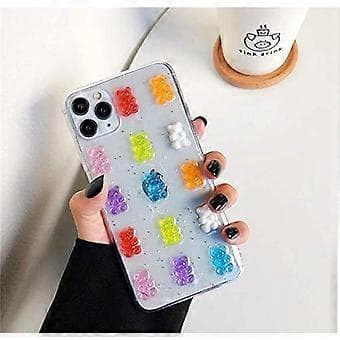 3D Transparent Case Compatible with iPhone 12, Super Cute Cartoon Characters, Fun Creative Soft Protective Case (Bears, iPhone 12)