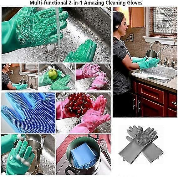 Magic Dishwashing Gloves Cleaning Sponge Gloves Reusable Silicone Brush