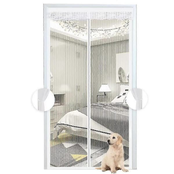 White Magnetic Mosquito Net, Net Curtain, Full Coverage Door, Self-Closing For Balcony, Easy Installation, 100x210 Cm db