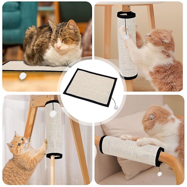 Kattklösmatta - Repskydd för soffa, klösbräda för vägg med kattboll