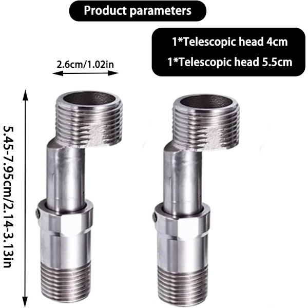 ING Two-piece Angle Mixer, 360-degree Adjustable Spout, Angle Mixer Adapter, Practical Angle Mixer, Length-Adjustable Offset Shower Mixer (Silver)