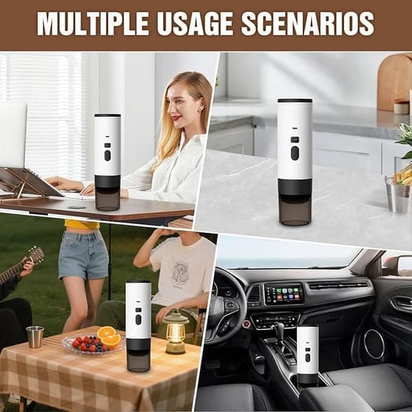 3-in-1 Portable Coffee Machine with USB – Capsule & Espresso, For Office, Camping, Car & Travel White