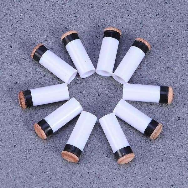 15 Pcs American Style Billiard Cue Ferrules and Tips, Pool Replacement Screw-on Tips with Pool Cue Ferrules, Hard Cue Tips (White and Brown)