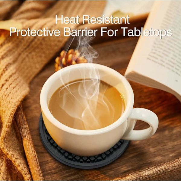 Coasters, Black Coasters for Coffee Table - Soft Coaster Set Cup Mat - Coffee Table Coasters for Drinks Absorbent (Diamond, 6-Pack-Black)