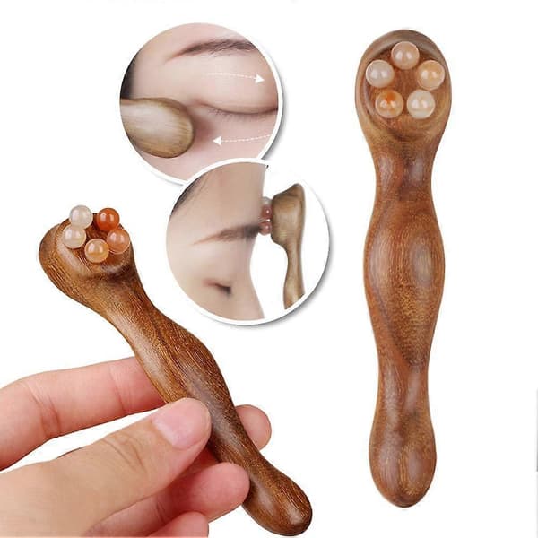 Wooden Eye Massager Roller - Solid Wood Gua Sha for Sensitive Skin