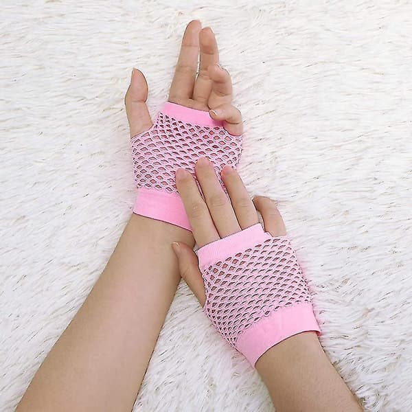 Fingerløse Mesh-handsker til kvinder, 80'er festkostume tilbehør, fiskenet