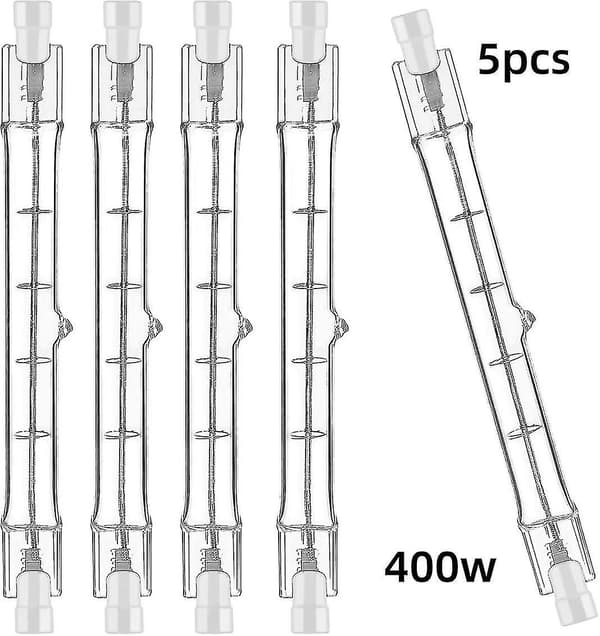 5 stk R7s 118mm 400w Halogenpære Stiftpære Dimbar Ac 220-240v 7500lm J118 Lineær Halogen Spotlight [DB]