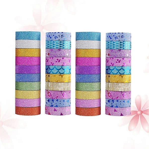 Glitter Tape Stickers Paper Self-Adhesive Tape for Decoration 40 Rolls Set