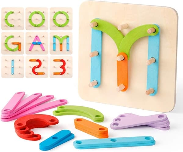 Montessori-puiset kirjaimet ja numerot rakennusleikkisetti Presc