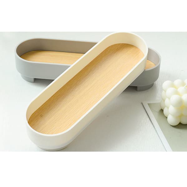 Smal buet bakke Enkel, moderne, alsidig, dekorativ oval serveringsbakke til makeup, duft, grå