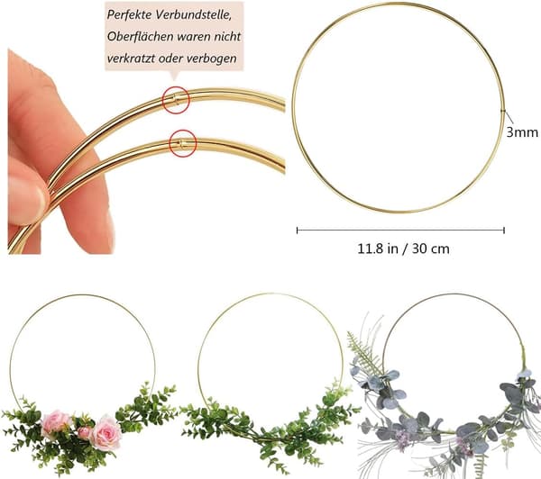 Metalringe 30cm 4-pak Guld Drømmefanger Macrame Ring til Drøm