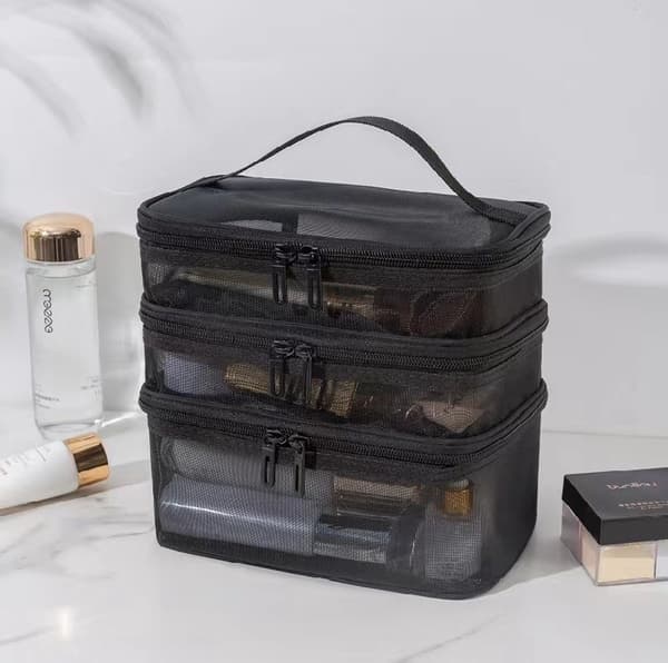 Rejsetoilettaske, Vandtæt Netkosmetiktaske, Makeup Organizer til Kvinder