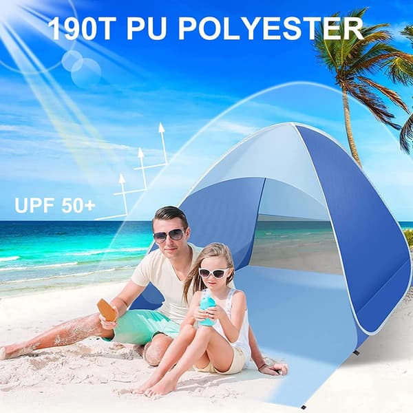 Outdoor Beach Tent, Pop-up, Portable, Automatic, Waterproof, Easy Setup, Suitable for Family, Picnic, Camping (Blue)