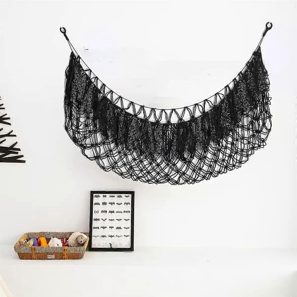 Pehmopeli riippumatto lampulla seinäkiinnitys - Riippumatto pehmopeli verkko pehmopeli järjestäjä Boho Macrame lelu - Vaaleanpunainen