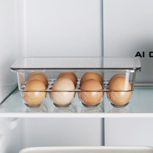 Transparent 12 Gallon Refrigerator Egg Box with Lid Kitchen Fresh Separate Storage Preservative Food Egg Tray