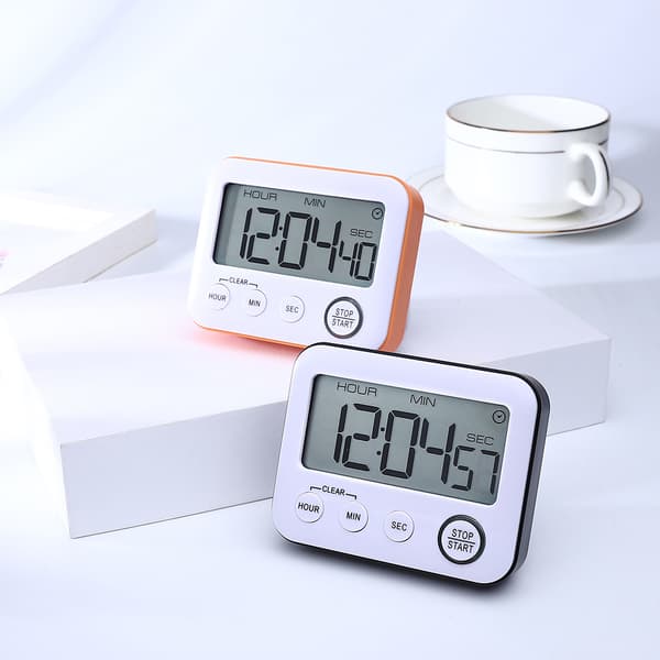 Digital Kitchen Timer Magnetic Loud Siren, Large LCD Screen Silent/Buzzer Multifunctional, Suitable For Teacher Classroom Kids, Black