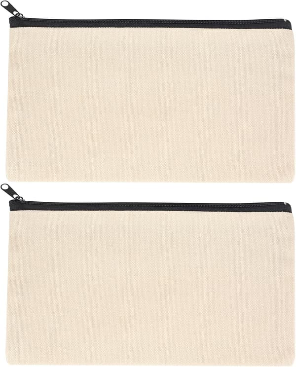 1 stk. (beige) Sminkeveske i Canvas, Kosmetikkveske for Reiser, DIY Blank Canvas