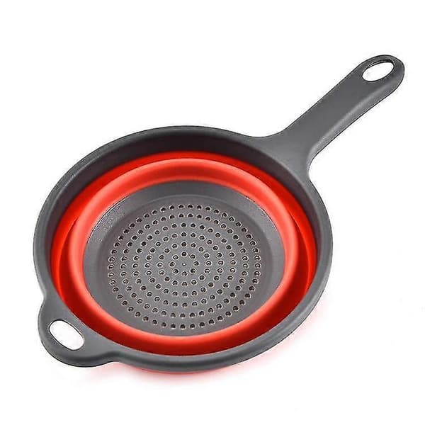Sammenleggbare silikonsiler med håndtak for å helle av pasta og grønnsaker
