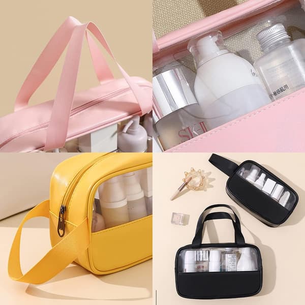 3-delad transparent necessär, vattentät PVC-necessär