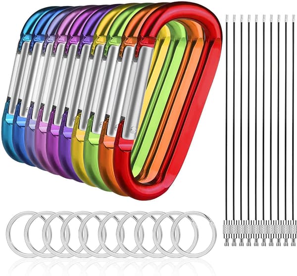 10-pakning karabinkroker, 3,2 \" aluminium karabinkrok nøkkelring D