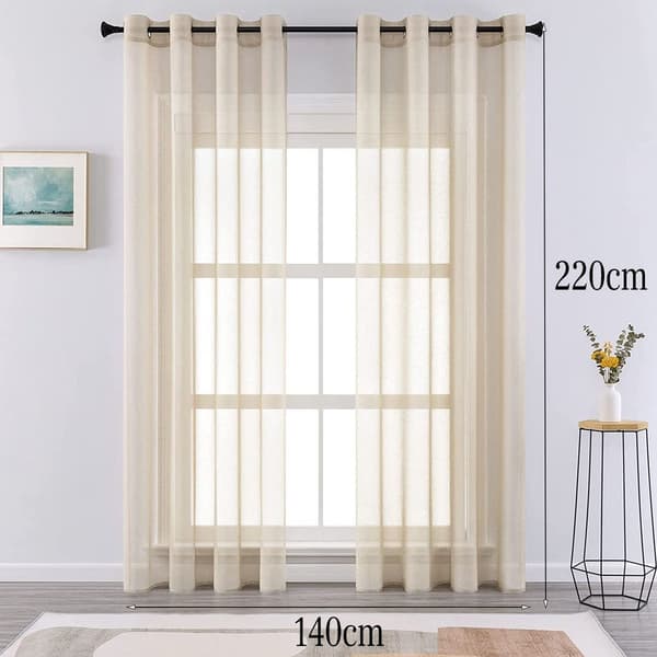 Gardiner med maljer Voilegardiner laget av polyester, halvtransparente gardiner for KLB
