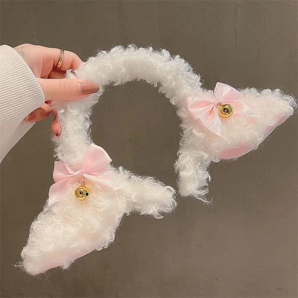 Fåröron Pannband Bowknot Huvudbåge VIT vit