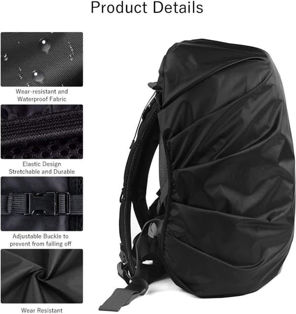 Waterproof Backpack Rain Cover, 2-Pack, L (41-55L), Reflective and Dustproof for Hiking and Camping