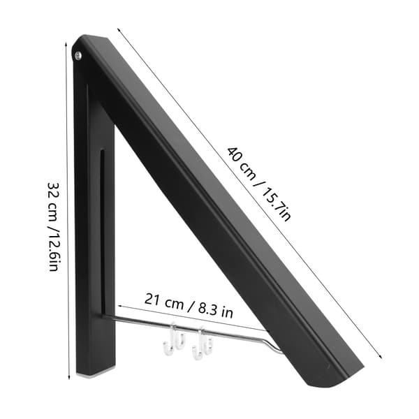 120 cm Rod, Space Aluminum, Double Mount, Retractable Clothes Hanger, Balcony, Foldable Drying Rack, Black