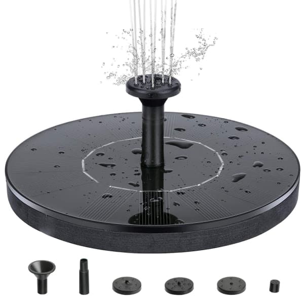 Soldriven vattenfontän 16 cm Svart