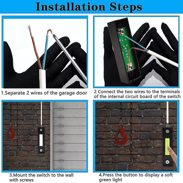 2 pcs Universal Garage Door Opener Switch 41a4166 Illuminated Wall Mounted Push Button Black Finish With 12 12