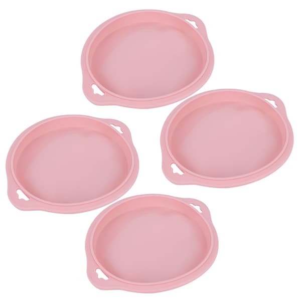 4 stk silikoneforme til kage, runde brødforme, kageforme, non-stick bageværktøj (rosa S)