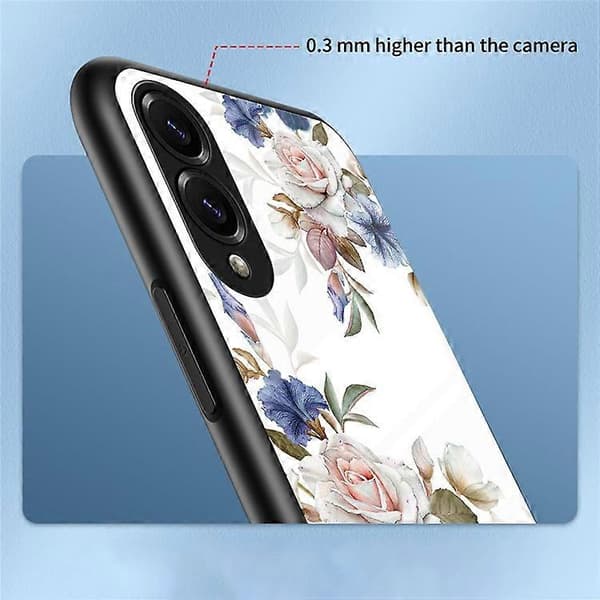 Compatible Case for Samsung Galaxy S25 Edge, Floral Pattern, TPU + Tempered Glass Protective Phone Case Red