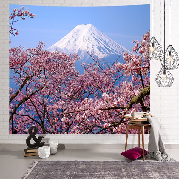 Vægtæppe med gobelinmotiv af Mount Fuji, 150x130 cm