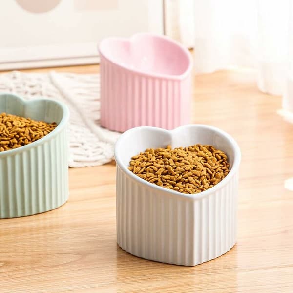 White Ceramic Tilted Bowl Holder for Dogs and Cats