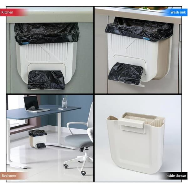 Wall-mounted trash can, 10 liters, foldable container, suitable for cabinet doors, RVs and camping.