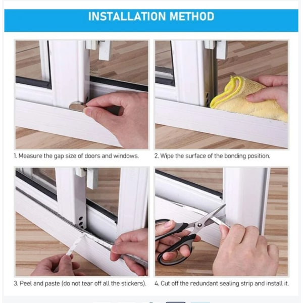 Borstförseglingsremsa Självhäftande borstremsa Dammtät fönstertätningslist Vindtät borsttätning för fönster och dörrar 9 mm (bredd) 15 mm (hög)