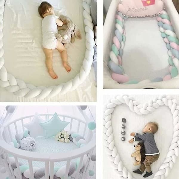 En-delad spjälskydd, bomullsbabykudde, perfekt för resor, sammetskudde för bebisar, beige, 2m