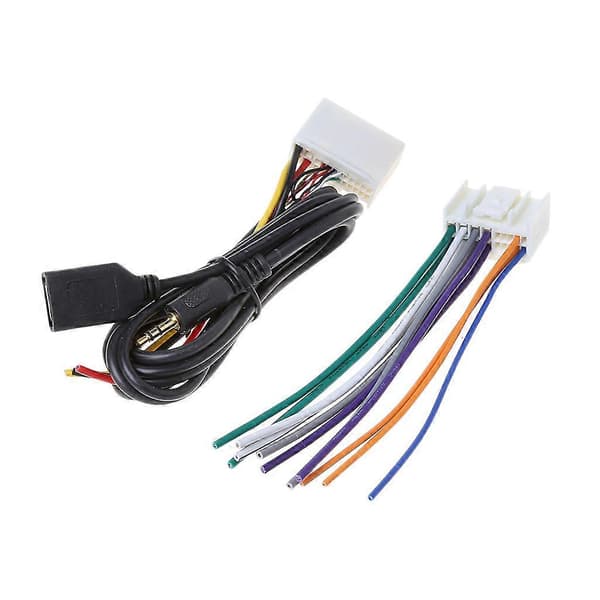 Bil Stereo Kabelhärva Adaptersett Med USB & AUX Kontakt Forlengelseskabel