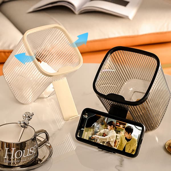 Mode Mini Skrivebords Papirkurv Stor Åbning Multipurpose Papirkurv Holder Til Dagligstue Stone Black