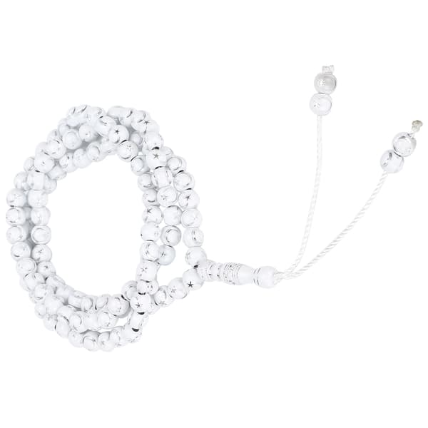Muslim Rosary Islamic Prayer Tool 99 Beads Resin Gilding Religious Article White