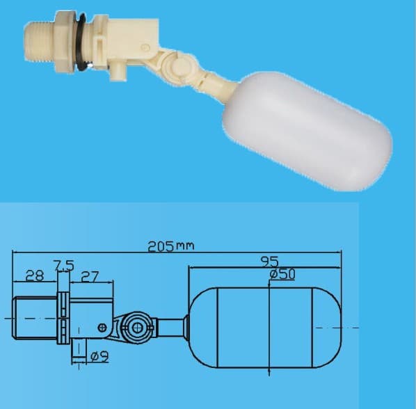 2 stk 3/4 tommer automatisk vandstandsventil kugleventil til akvarium 25 mm