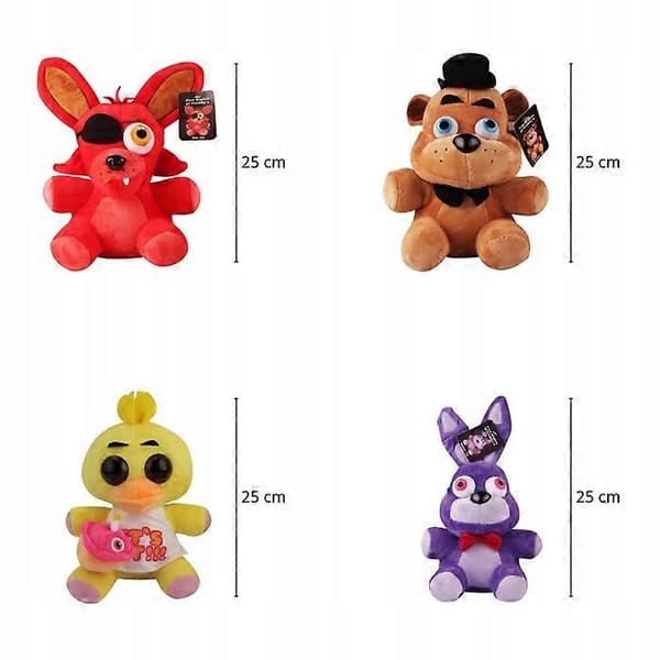 Fnaf Bonnie Foxy Chica Pehmolelu 25cm 4 kpl