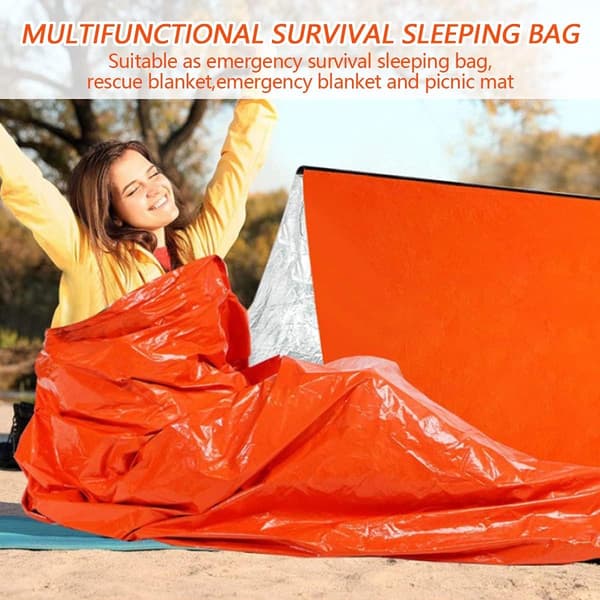 Emergency Bivy Bag, Reusable Sleeping Bag, Ultralight Heat Resistant, Orange
