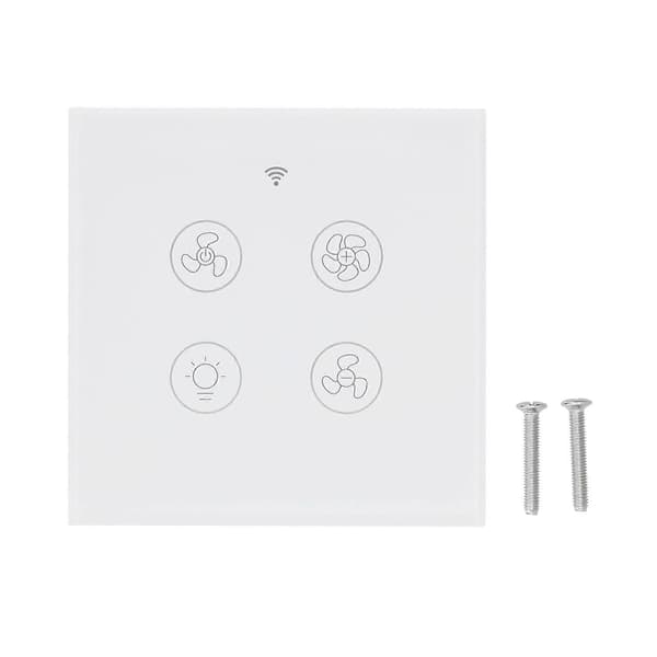 Intelligent Wifi Fan Light Switch Support RF Remote Control Voice Control 100 White
