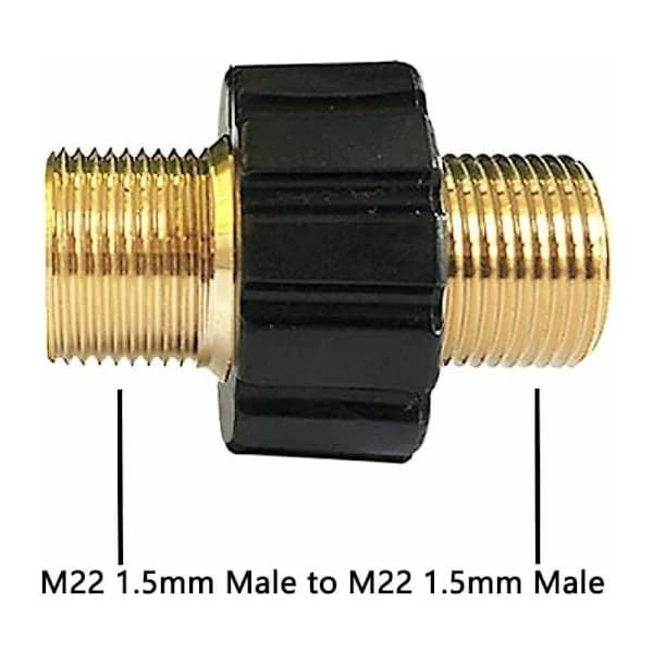 M22 x 1,5 Quick Connect Adapter for Hose, Double Male, Compatible with Kärcher HD & HDs Pressure Washers, 14mm Diameter