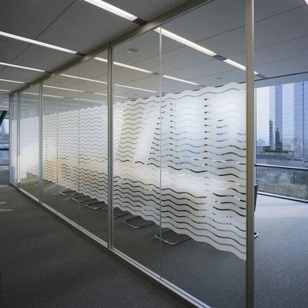 Frosted Window Film Privacy Anti-UV, Non-Adhesive Electrostatic Glass Sticker, Wave Pattern, 60x200cm, for Home Office Kitchen